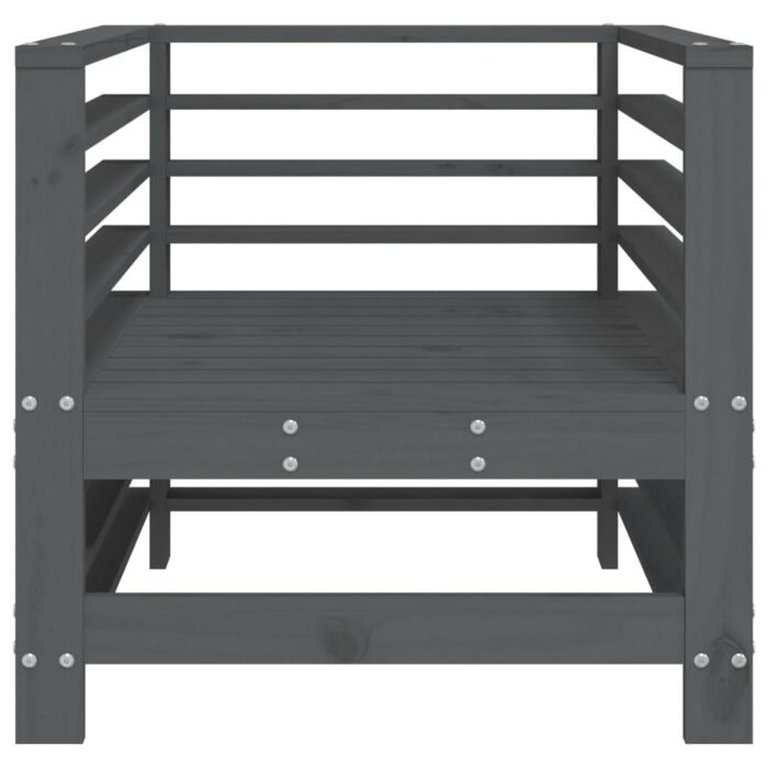 Chaises de jardin lot de 2 gris bois massif de pin – Image 2
