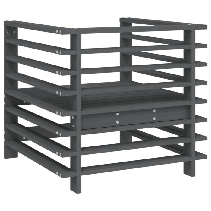 Chaises de jardin lot de 2 gris bois massif de pin – Image 4