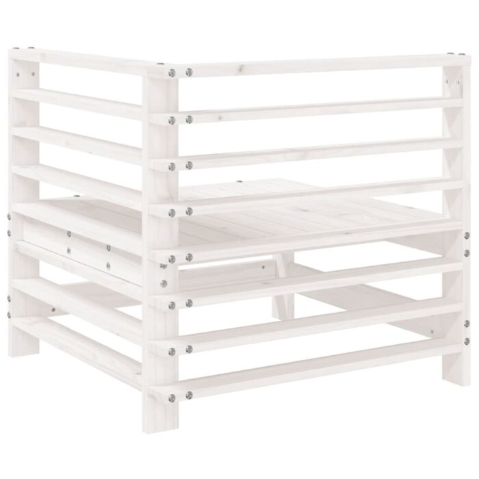 Canapés d'angle de jardin 2 pcs blanc bois de pin massif – Image 4
