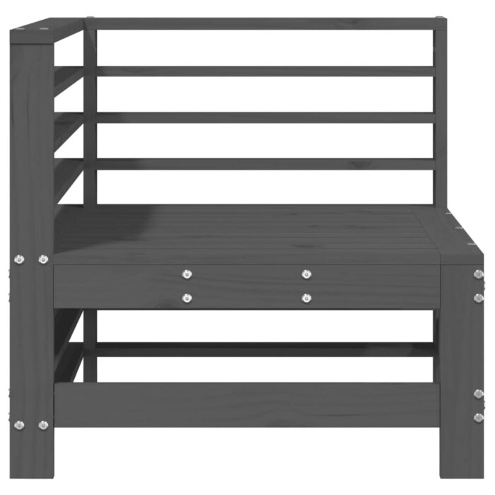 Canapés d'angle de jardin 2 pcs gris bois de pin massif – Image 2