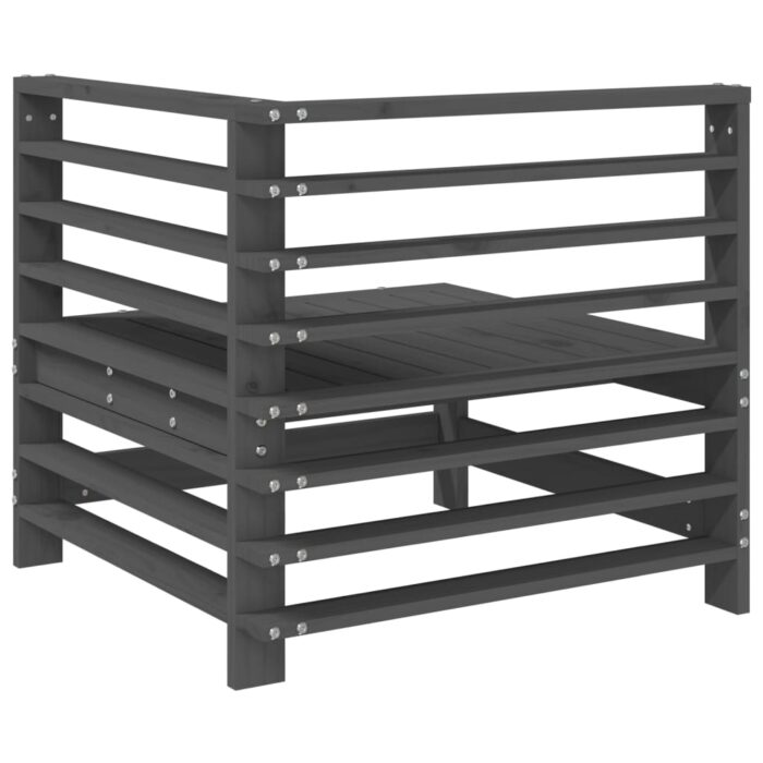 Canapés d'angle de jardin 2 pcs gris bois de pin massif – Image 4