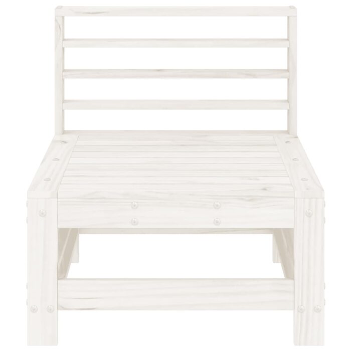 Canapés centraux de jardin 2 pcs blanc bois de pin massif – Image 2