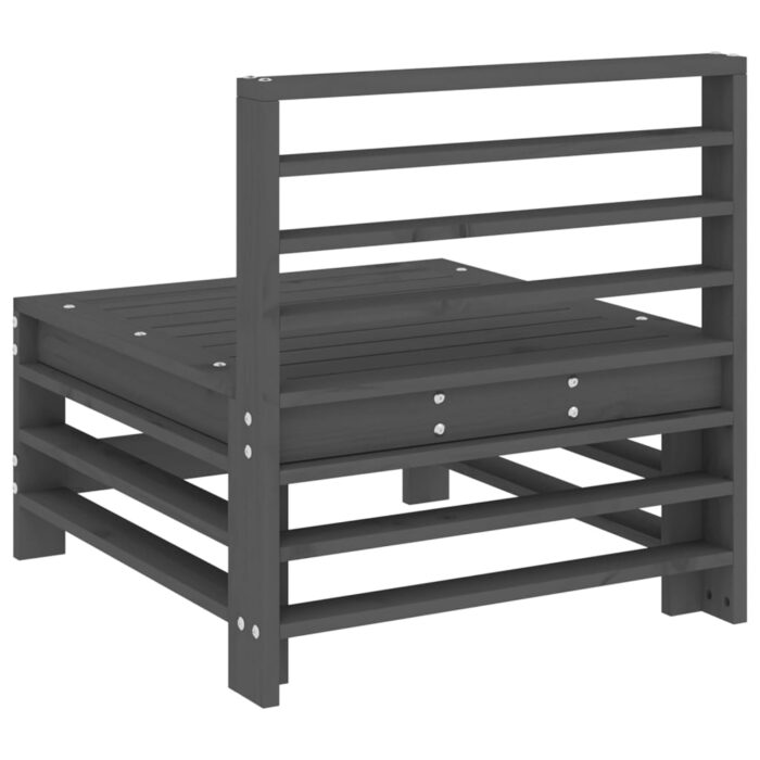 Canapés centraux de jardin 2 pcs gris bois de pin massif – Image 4
