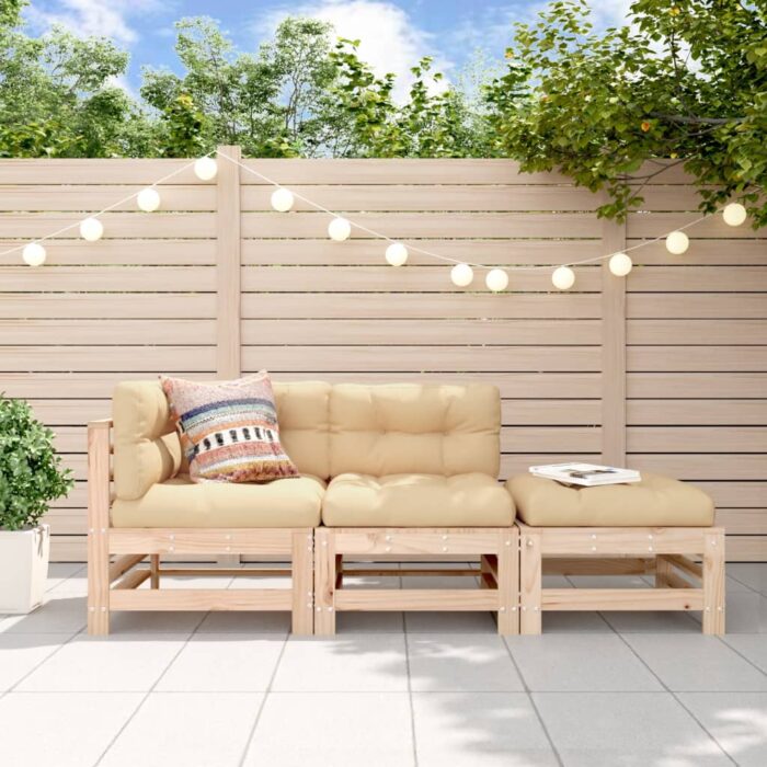 Salon de jardin 3 pcs bois massif de pin – Image 1