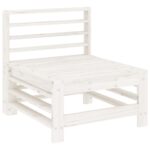 Salon de jardin 3 pcs blanc bois massif de pin – Image 3