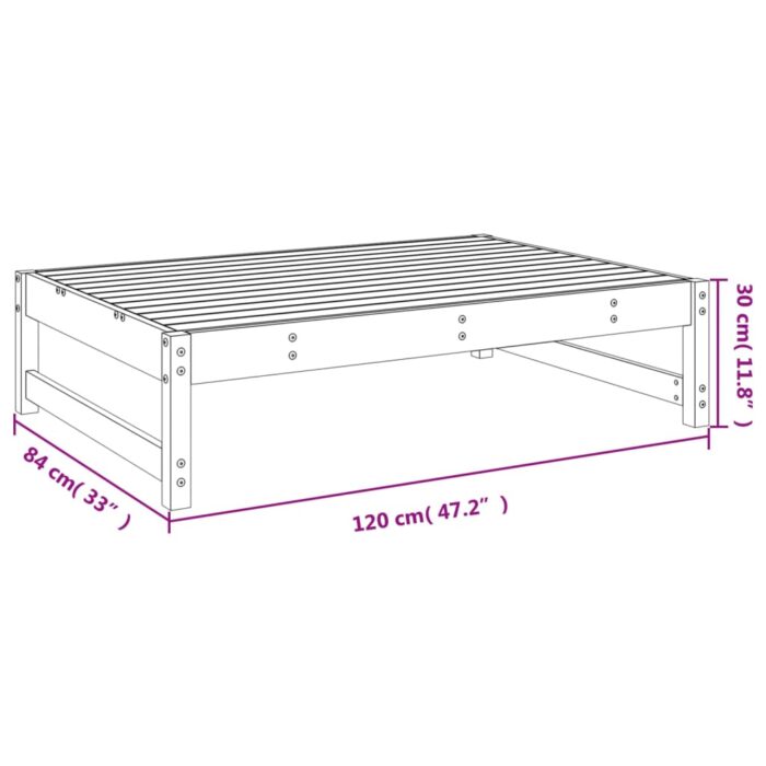Repose-pied de jardin 120x80 cm bois de pin massif – Image 6