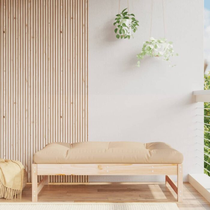 Repose-pied de jardin 120x80 cm bois de pin massif – Image 1