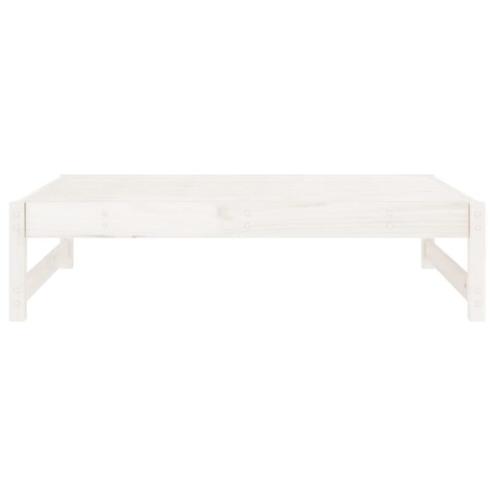 Repose-pied de jardin 120x80 cm blanc bois de pin massif – Image 2