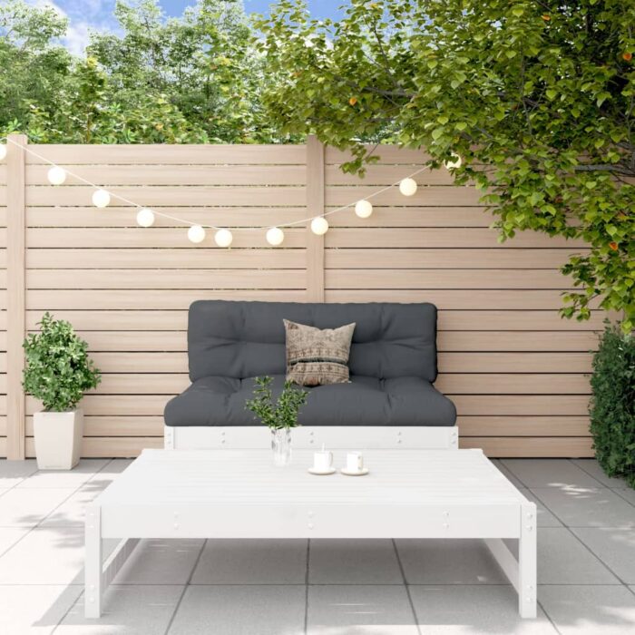 Salon de jardin 2 pcs blanc bois de pin massif – Image 1