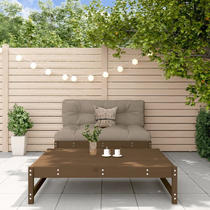 Salon de jardin 2 pcs marron miel bois de pin massif – Image 1