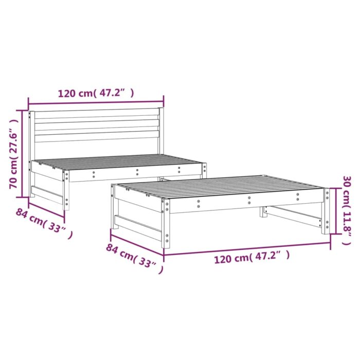 Salon de jardin 2 pcs bois de pin imprégné – Image 5