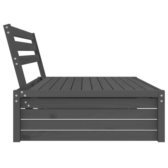 Canapé central de jardin gris 120x80 cm bois de pin massif – Image 2