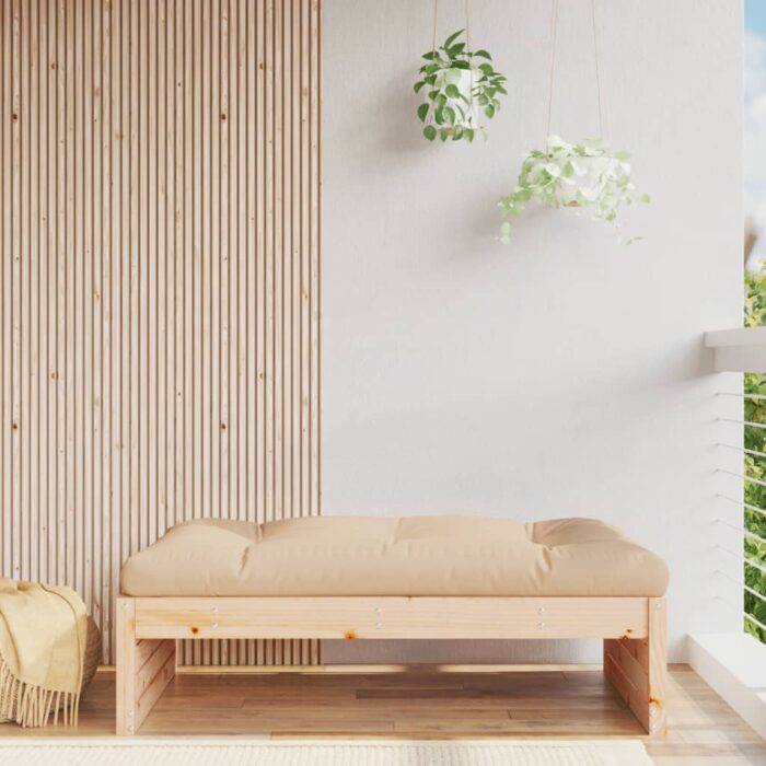Repose-pied de jardin 120x80 cm bois de pin massif – Image 1