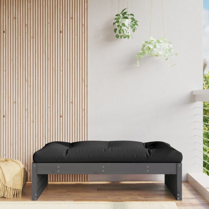 Repose-pied de jardin 120x80 cm gris bois de pin massif – Image 1