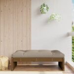 Repose-pied de jardin 120x80 cm marron miel bois de pin massif