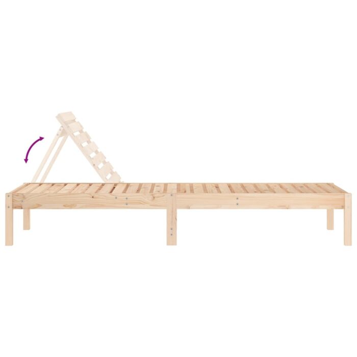 Chaises longues lot de 2 199,5x60x74 cm bois massif de pin – Image 5