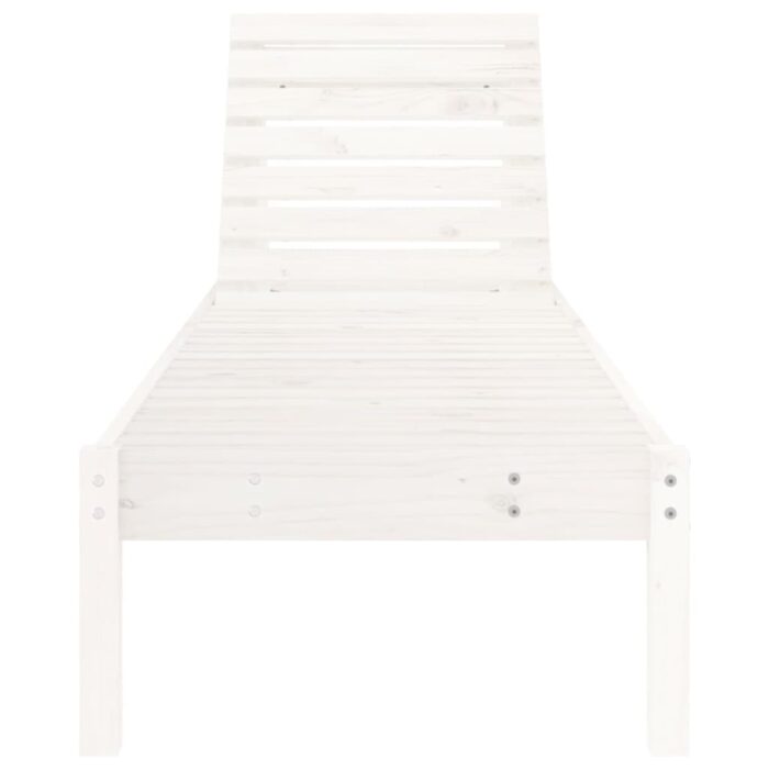 Chaises longues lot de 2 blanc 199,5x60x74cm bois massif de pin – Image 2