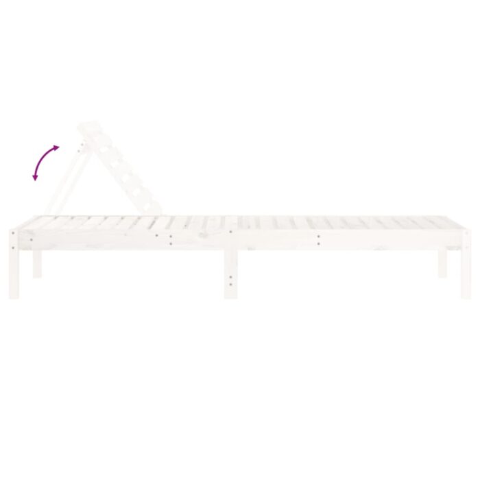 Chaises longues lot de 2 blanc 199,5x60x74cm bois massif de pin – Image 5