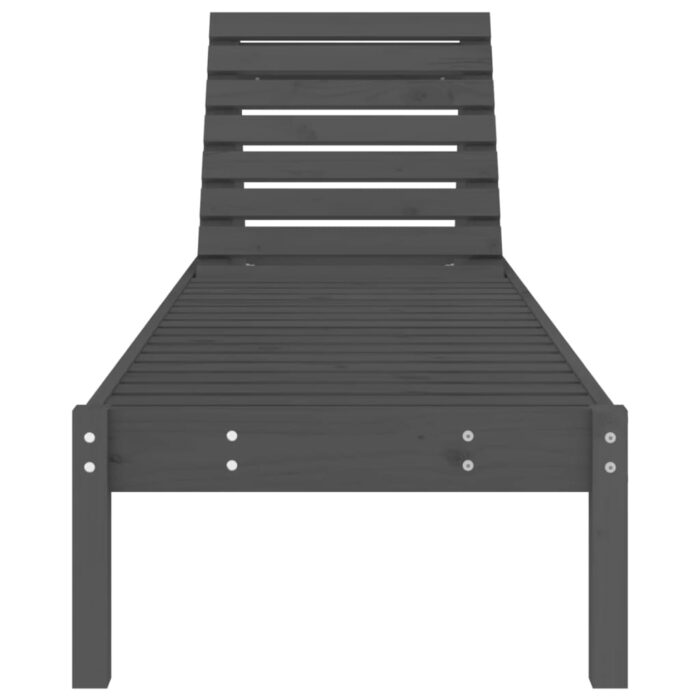 Chaises longues lot de 2 gris 199,5x60x74 cm bois massif de pin – Image 2