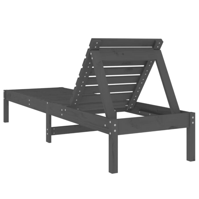 Chaises longues lot de 2 gris 199,5x60x74 cm bois massif de pin – Image 4