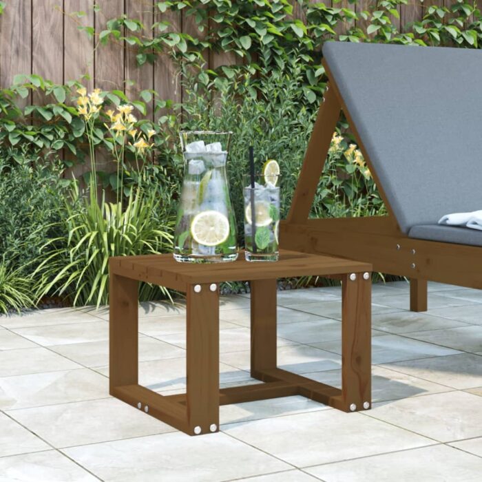 Table d'appoint jardin marron miel 40x38x28,5cm bois massif pin – Image 1