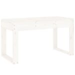 Banc de jardin blanc 80x38x45 cm bois massif de pin – Image 3
