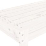 Banc de jardin blanc 80x38x45 cm bois massif de pin – Image 4