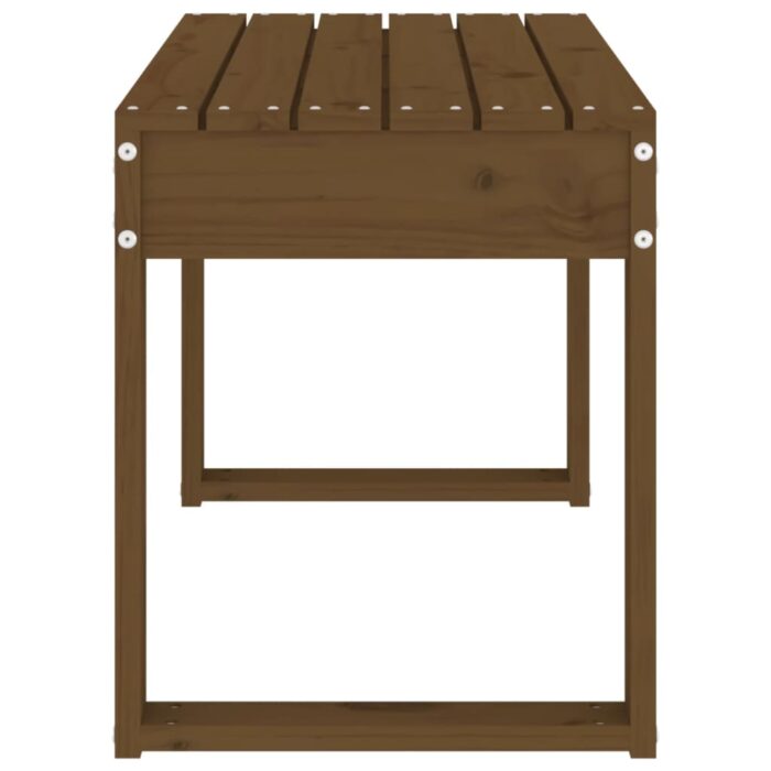 Banc de jardin marron miel 80x38x45 cm bois de pin massif – Image 2