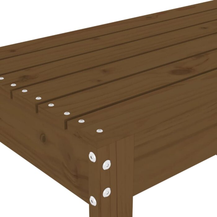 Banc de jardin marron miel 80x38x45 cm bois de pin massif – Image 4