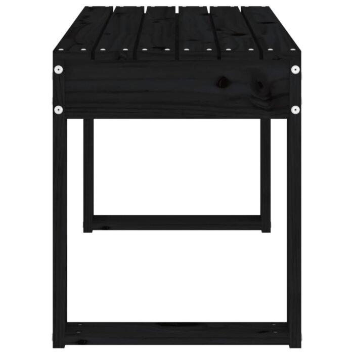 Banc de jardin noir 80x38x45 cm bois massif de pin – Image 2
