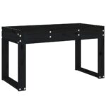Banc de jardin noir 80x38x45 cm bois massif de pin – Image 3