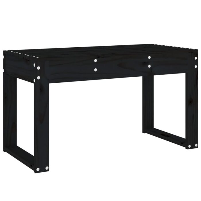 Banc de jardin noir 80x38x45 cm bois massif de pin – Image 3