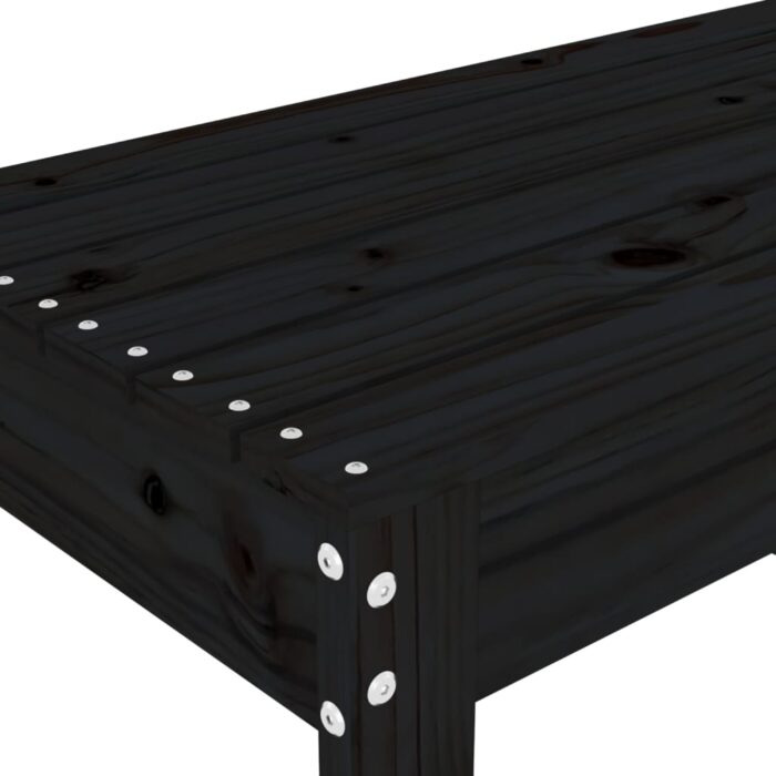 Banc de jardin noir 80x38x45 cm bois massif de pin – Image 4