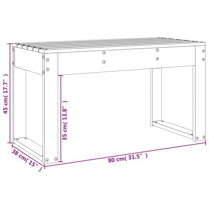 Banc de jardin noir 80x38x45 cm bois massif de pin – Image 6