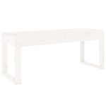 Banc de jardin blanc 110x38x45 cm bois massif de pin – Image 3