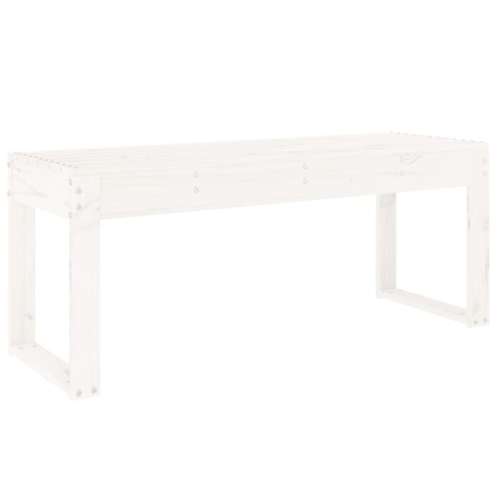 Banc de jardin blanc 110x38x45 cm bois massif de pin – Image 3