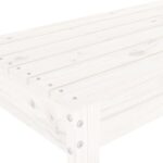 Banc de jardin blanc 110x38x45 cm bois massif de pin – Image 4