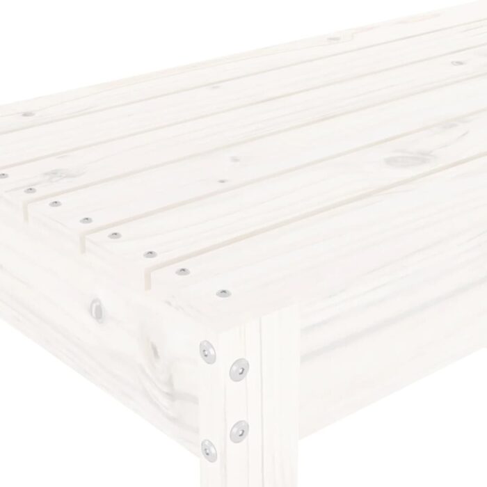 Banc de jardin blanc 110x38x45 cm bois massif de pin – Image 4