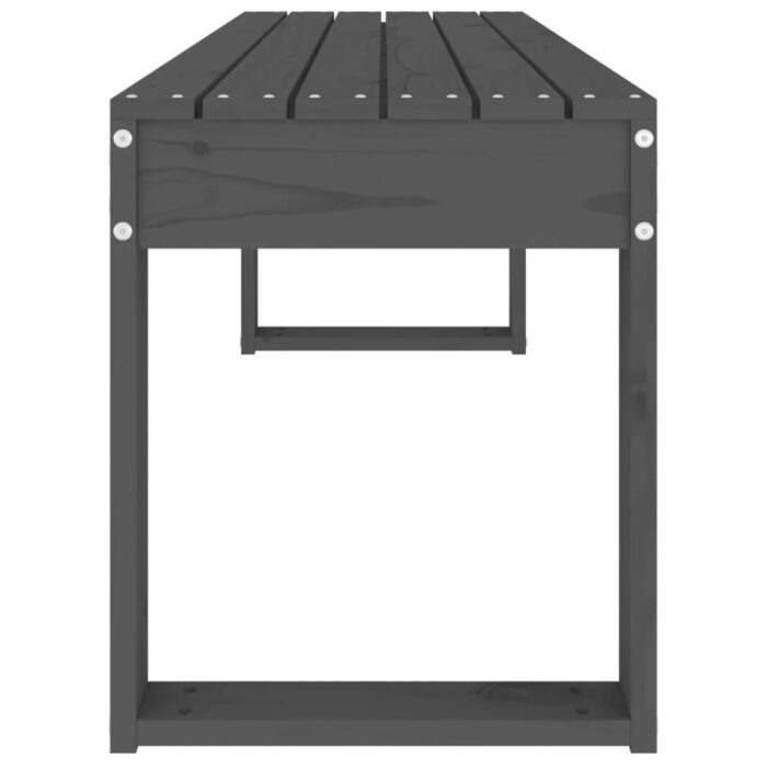 Banc de jardin gris 110x38x45 cm bois massif de pin – Image 2