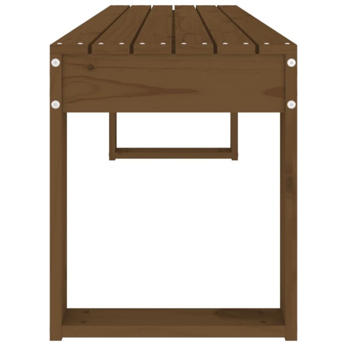 Banc de jardin marron miel 110x38x45 cm bois de pin massif – Image 2