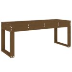 Banc de jardin marron miel 110x38x45 cm bois de pin massif – Image 3