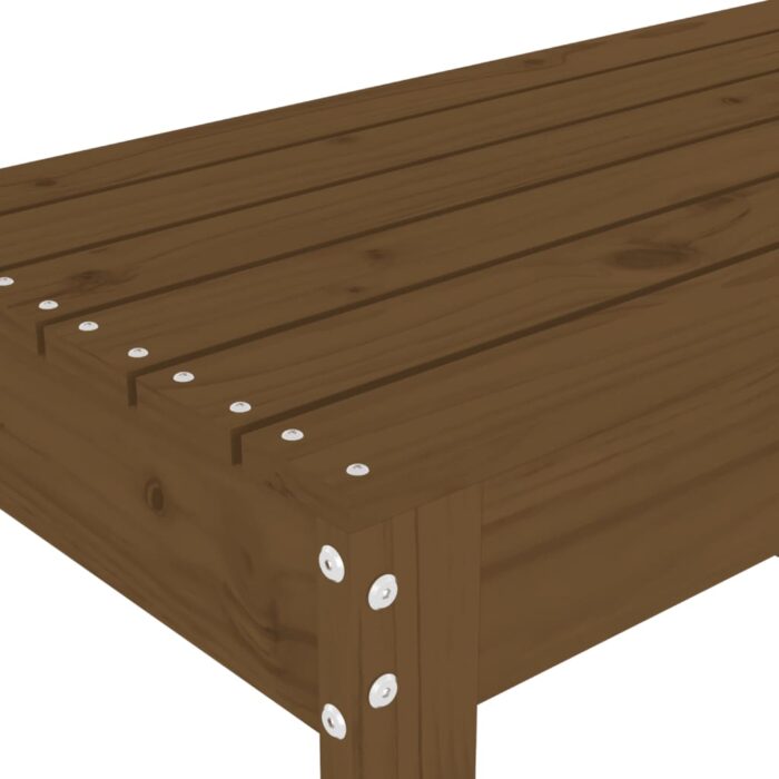 Banc de jardin marron miel 110x38x45 cm bois de pin massif – Image 4