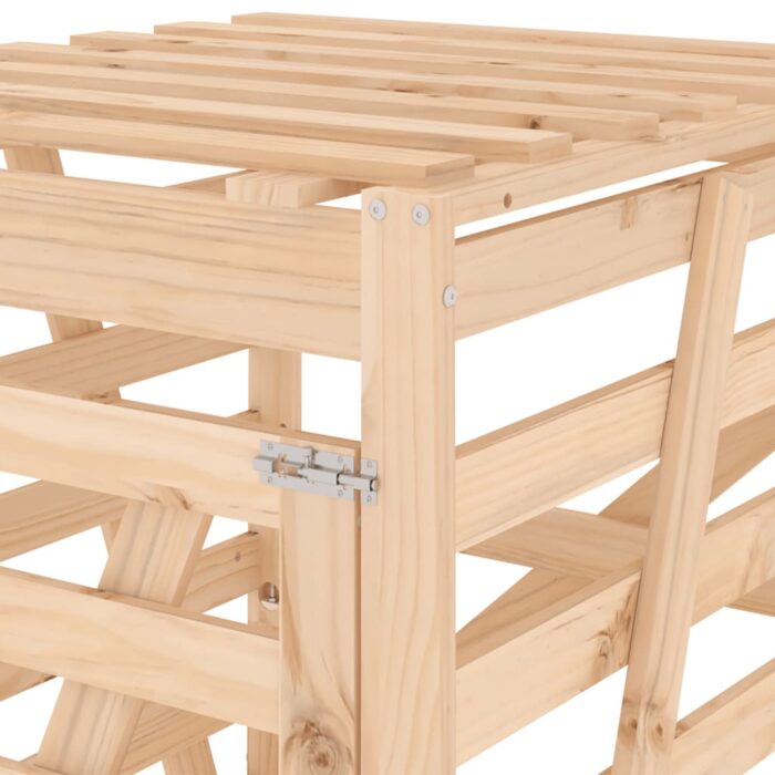 Abri pour poubelle sur roulettes 84x90x128,5 cm bois massif pin – Image 7