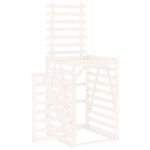 Abri pour poubelle sur roulettes blanc bois massif de pin – Image 4