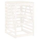 Abri pour poubelle sur roulettes blanc bois massif de pin – Image 6