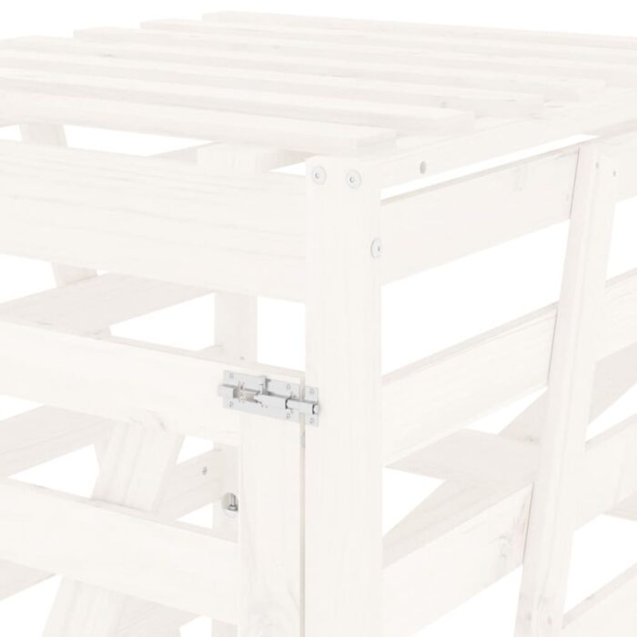 Abri pour poubelle sur roulettes blanc bois massif de pin – Image 7