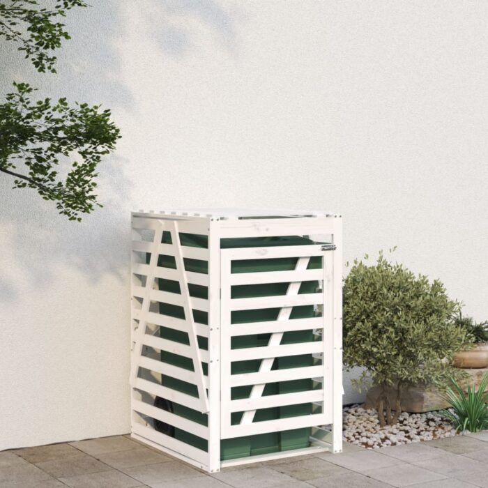 VXL8720845808662_m_en_hd_1.jpg Abri pour poubelle sur roulettes blanc bois massif de pin – Image 1