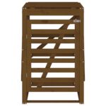 Abri pour poubelle sur roulettes marron miel bois massif de pin – Image 3