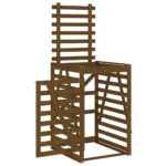 Abri pour poubelle sur roulettes marron miel bois massif de pin – Image 4