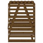 Abri pour poubelle sur roulettes marron miel bois massif de pin – Image 5